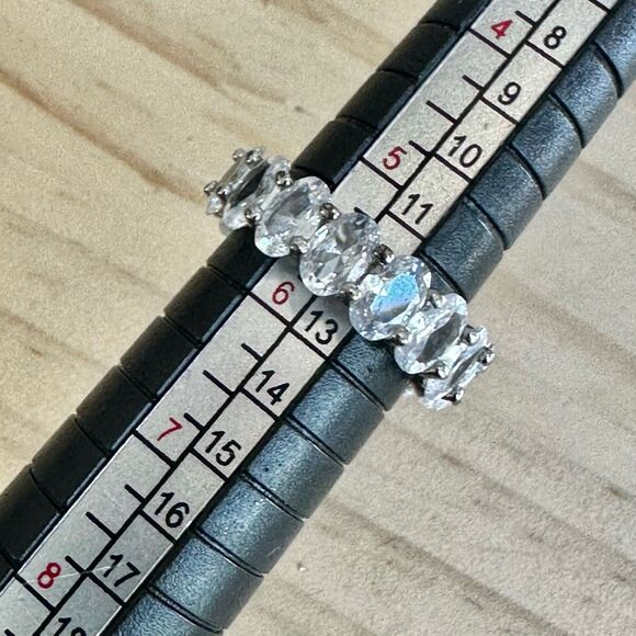 Oval CZ Eternity Band Ring - Picture 4 of 8